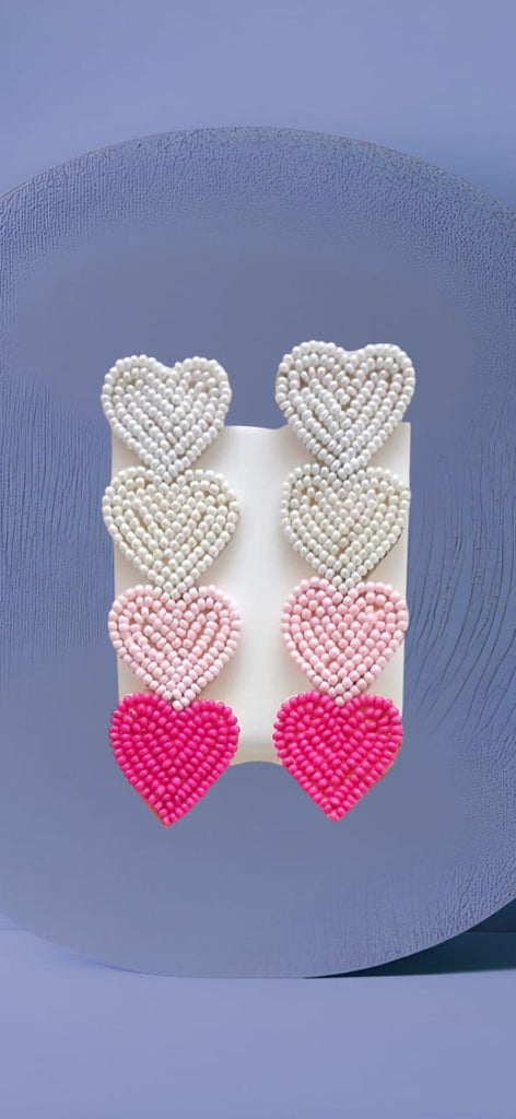 pink Hearts beads earrings
